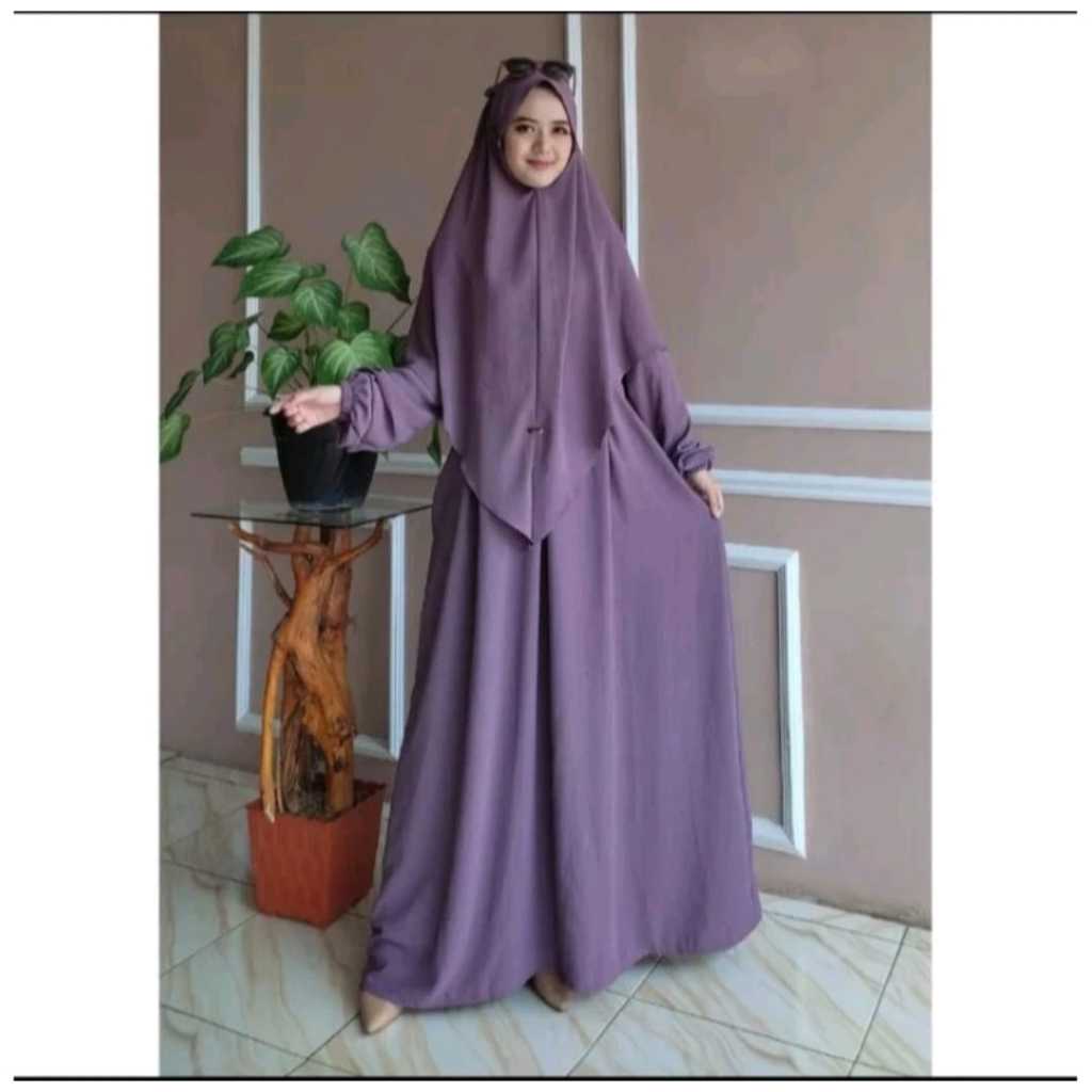 Jual Promo Gratis Ongkir Gamis Syari Plus Hijab Crinkle Airflow Terbaru Termurah Dan Terlaris