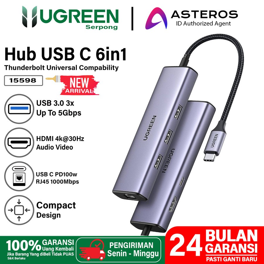 Jual Ugreen 50737 Hub Usb C To Lan Rj45 Splitter Ethernet Macbook Hub Ugreen 15495 Type C Lan 2920