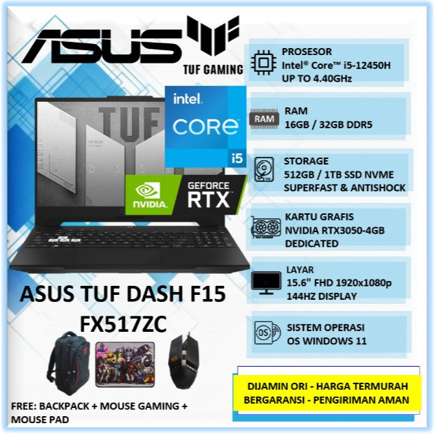 Tuf Gaming Dash Tuf Dash F15 Harga Jual Laptop Gaming Asus TUF
