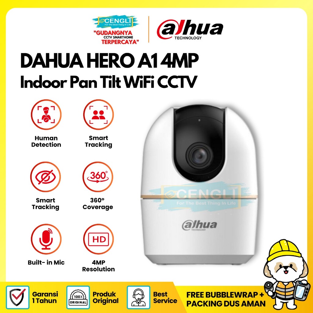 Jual CCTV Wifi Dahua HERO A1 4MP DH-H4A Smart Indoor Camera Built Mic ...