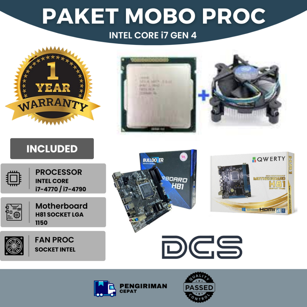 Jual PAKET MOBO MOTHERBOARD H81 INTEL I7 4790 + FAN PROCESSOR Shopee