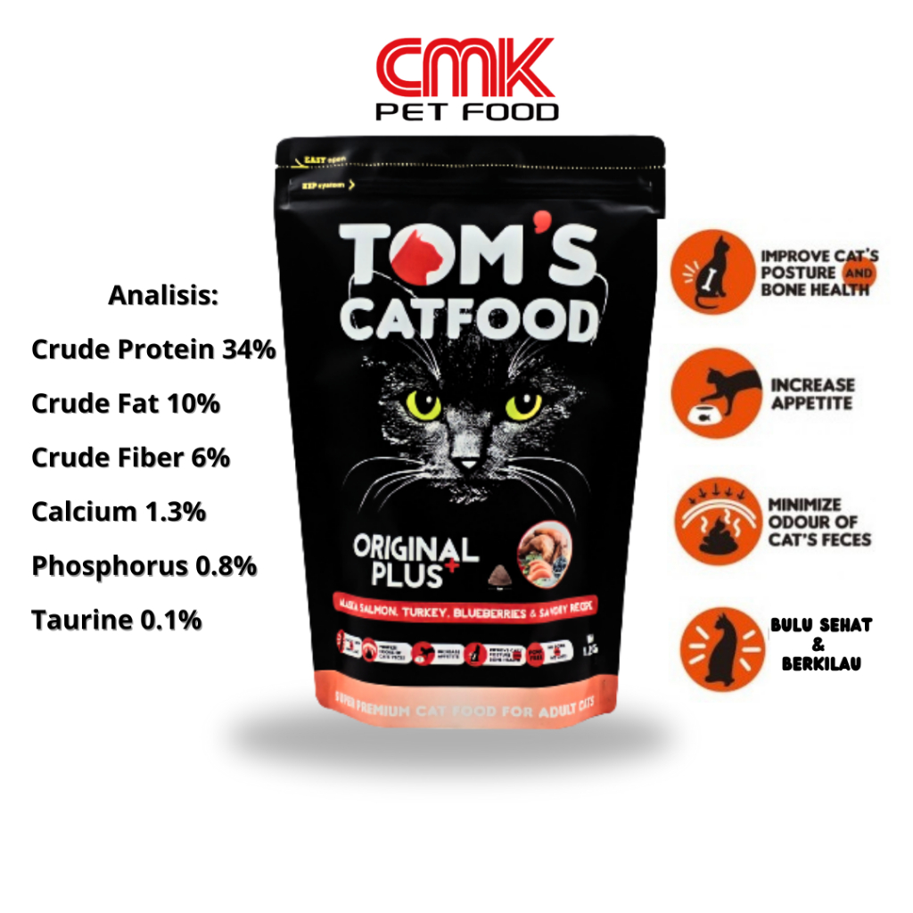 Jual CMK Tom's Cat Food Original 1.2kg - Toms Rasa Alaska Salmon Turkey ...