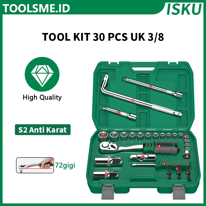 Jual Isku Tool Kit Set Pcs Inch Lengkap Multi Complete Kunci Shock Set Shopee Indonesia