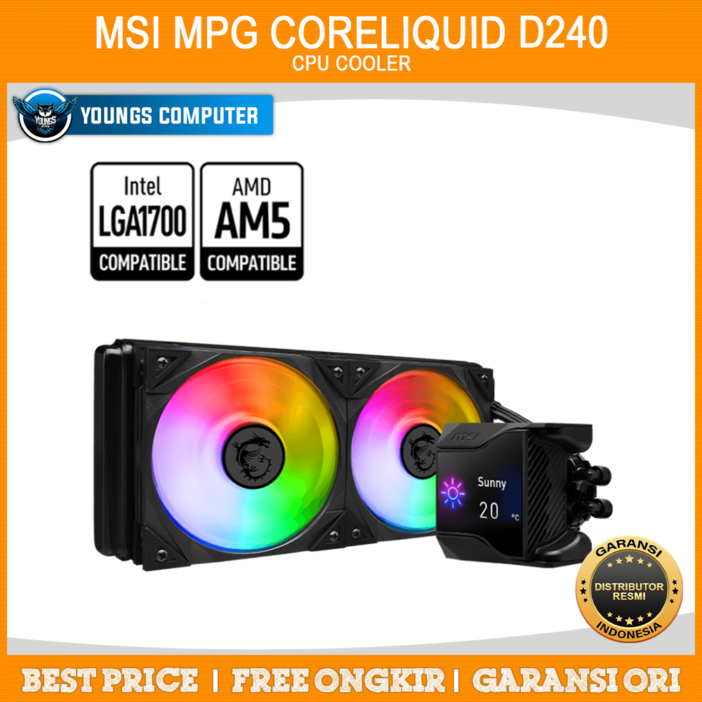 Jual CPU COOLER MSI MPG CORELIQUID D240 With 2.4