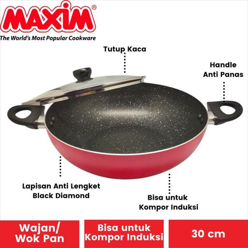 Jual Maspion Maxim Ih Gourmet Wok Induksi Cm Tutup Kaca Glass Cover Dinamis Bekasi