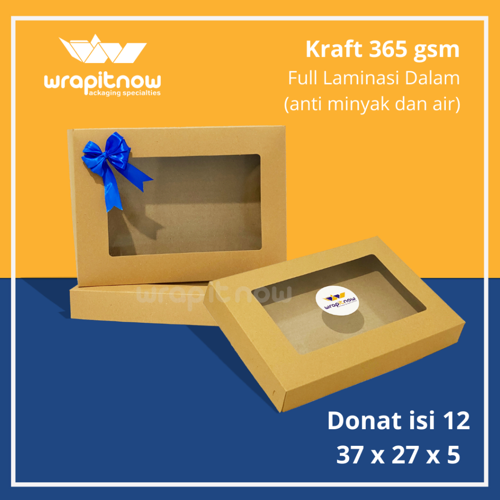 Jual Dus Kraft 37x27x5 Laminasi Jendela Dus Donat 12 Dus Roti Dus ...