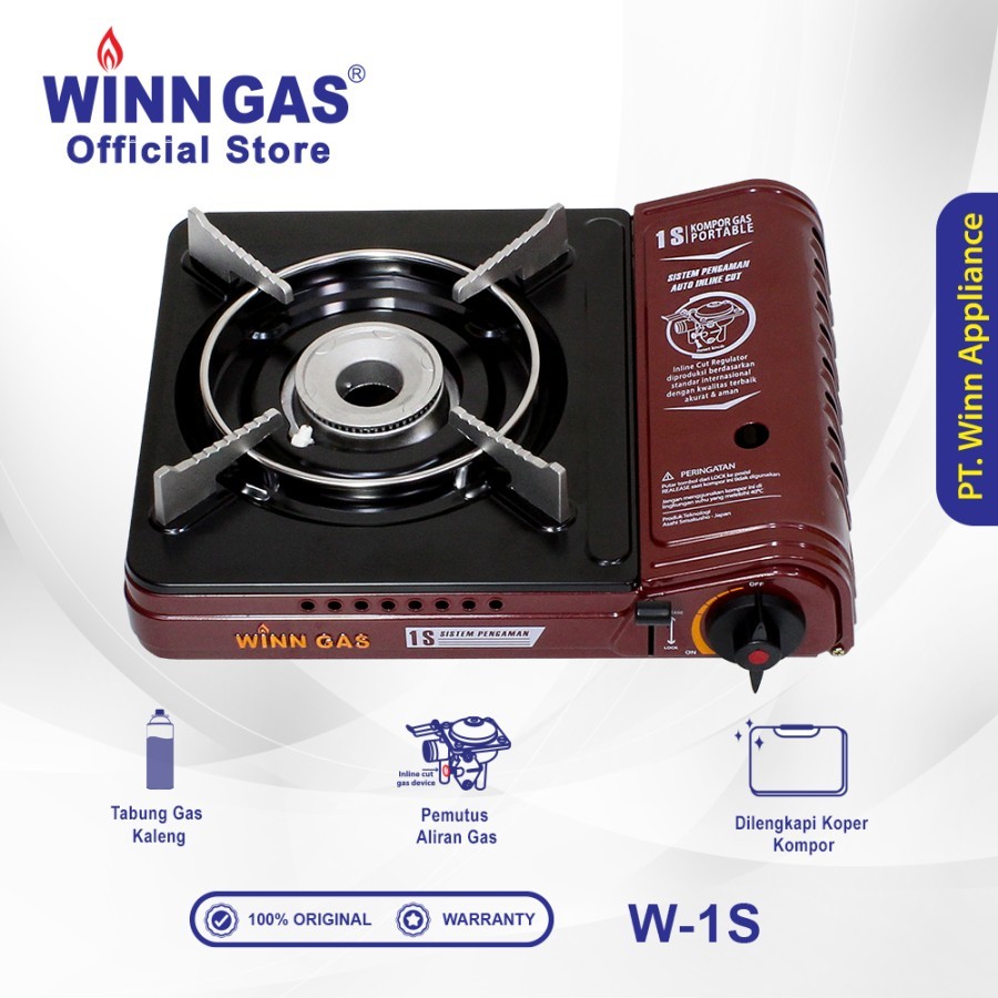Jual Winn Gas Kompor Gas Portable 1 Tungku W1S Double Safety Travel