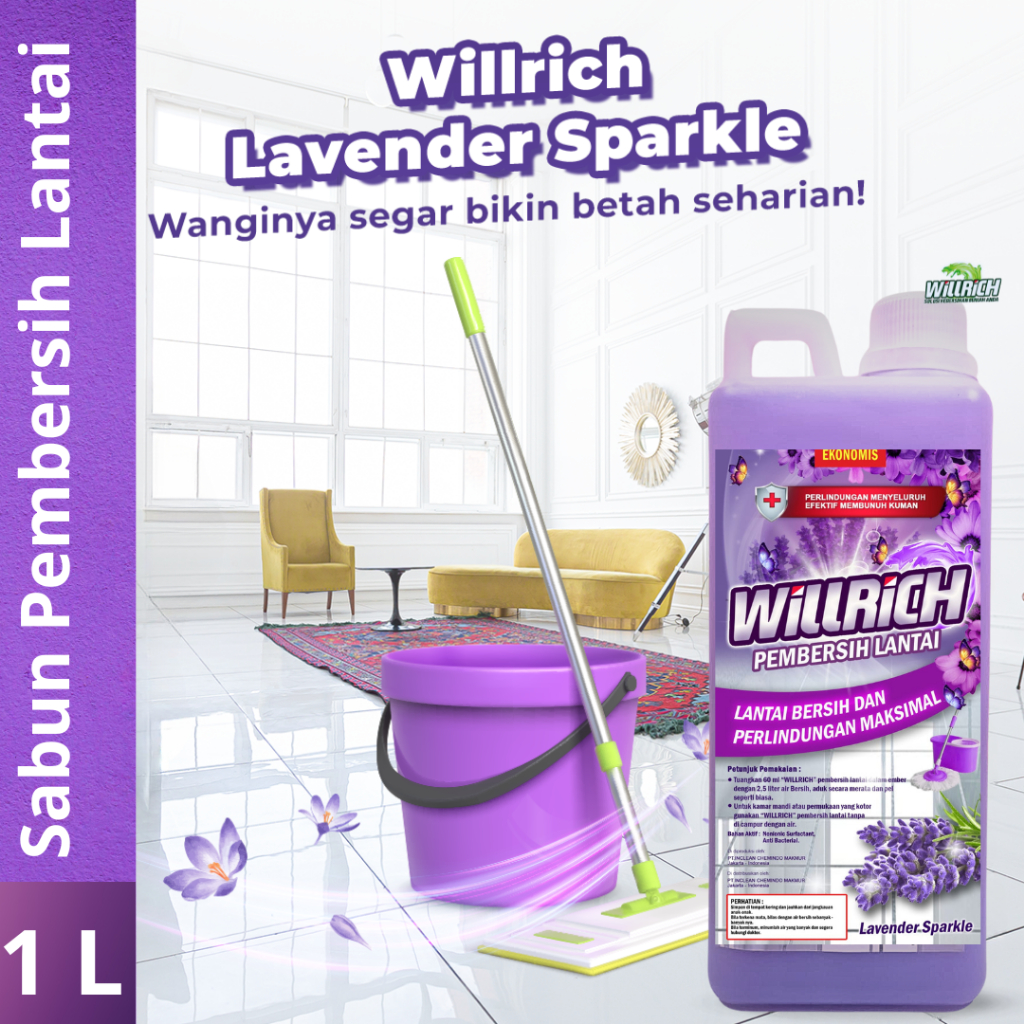 Willrich Lavender Sparkle: Sabun Pembersih Lantai 1L