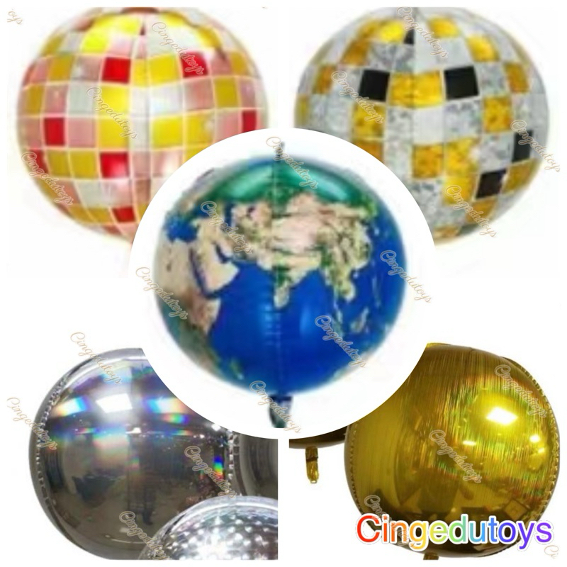 Jual Balon orbz bulat 4d 22 inch gold silver / macaron disko bola dunia ...