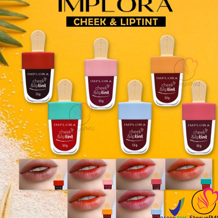 Jual KODE QAA335 BPOM IMPLORA Cheek Liptint Lip Tint Ice Cream 55gr