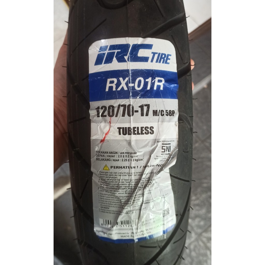 Jual IRC RX 01 R ( RX01 R ) ukuran 120/70-17 Ban Motor Tubeless ...