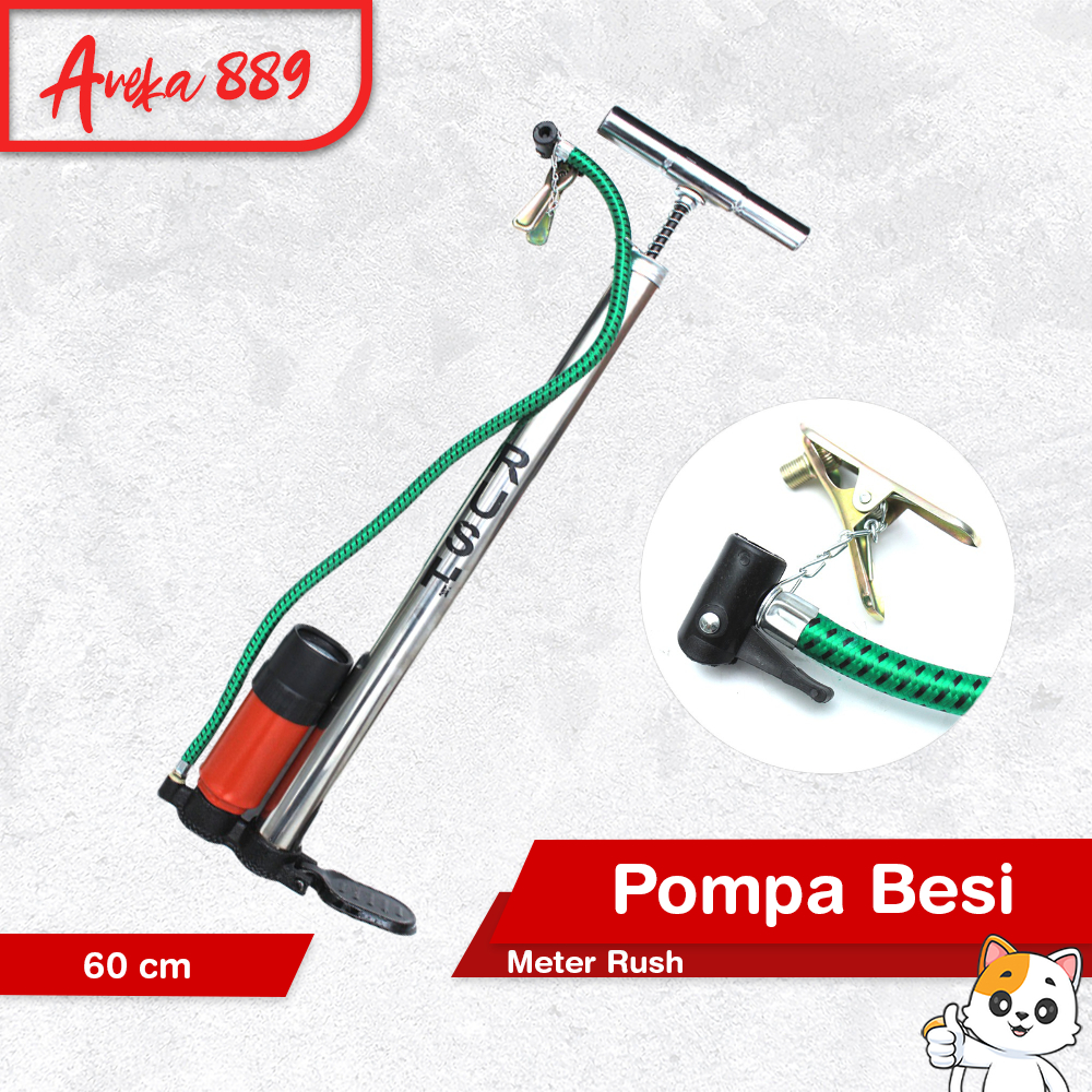 Jual Pompa Sepeda Motor Mobil Bola Ban Roda Model Tabung Meter Manual