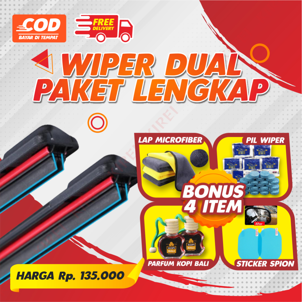 Jual Paket Lengkap Wiper Double Blade Dual Karet Harga Sudah Sepasang