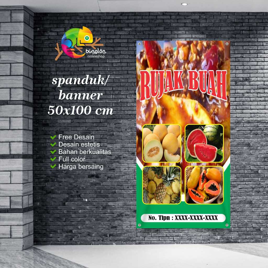 Jual Spanduk X Banner Rujak Buah Custom Desain Shopee Indonesia