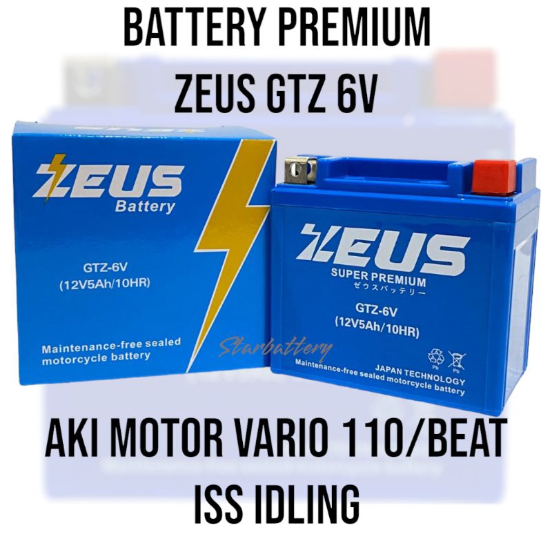 Jual Aki Motor Honda Vario 125/Vario 150 GTZ6V ZEUS premium Aki Kering