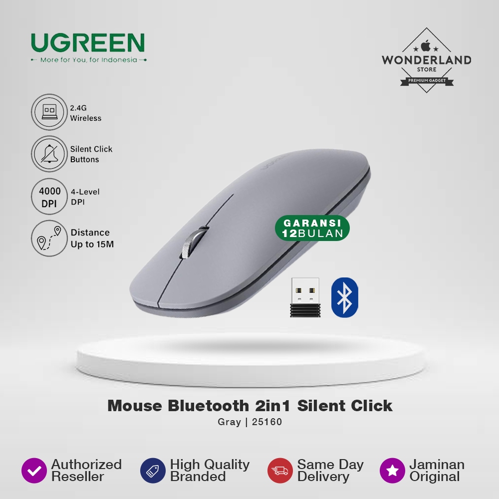Jual Ugreen Mouse Wireless Bluetooth and USB Mini Receiver 2.4Ghz ...