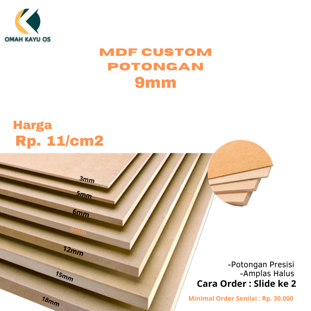 Jual MDF Board Papan Mdf Papan MDF coklat 9mm Potongan Custom Shopee