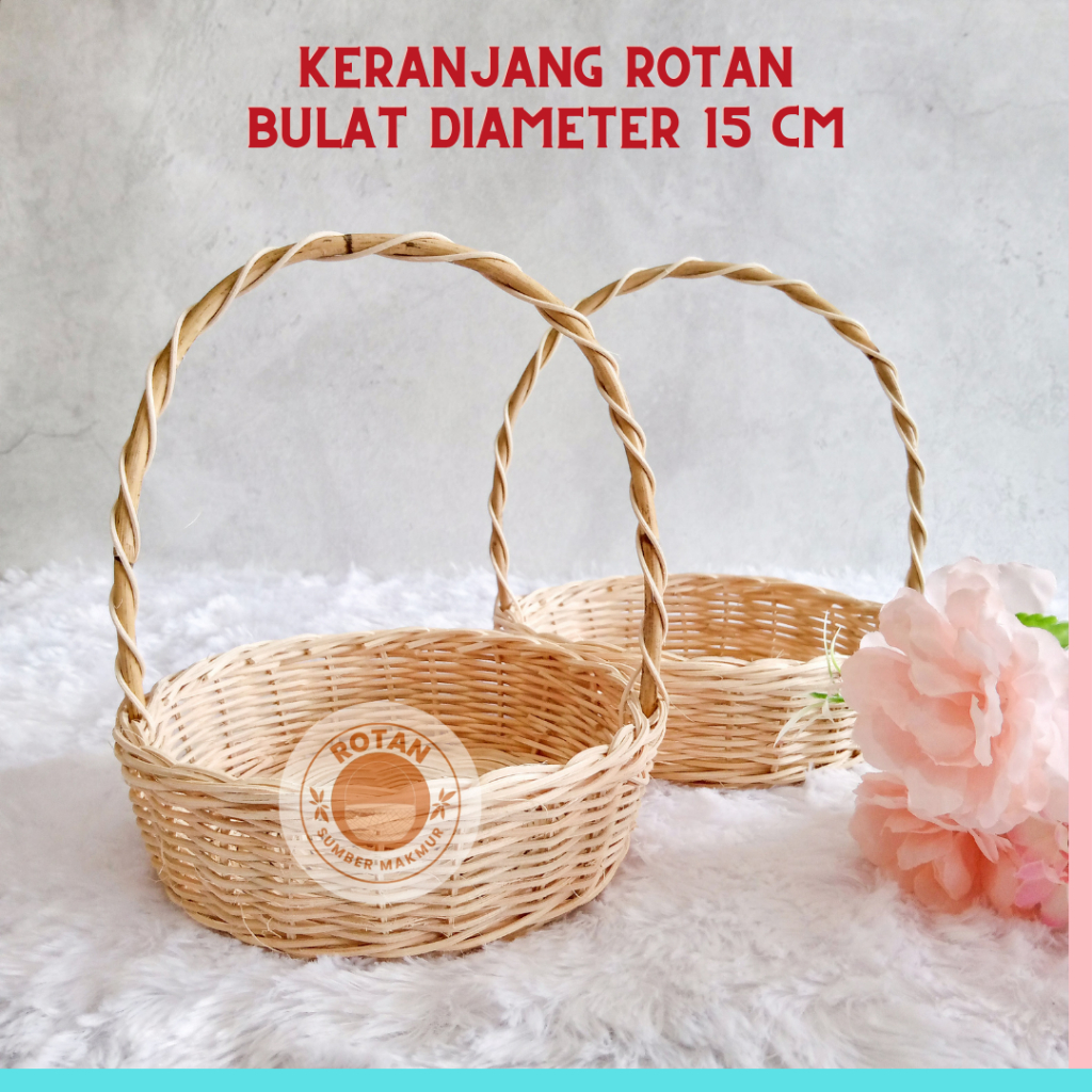 Jual Ready Keranjang Rotan Bulat Diameter Cm Keranjang Tabur Bunga Hampers Keranjang Buah