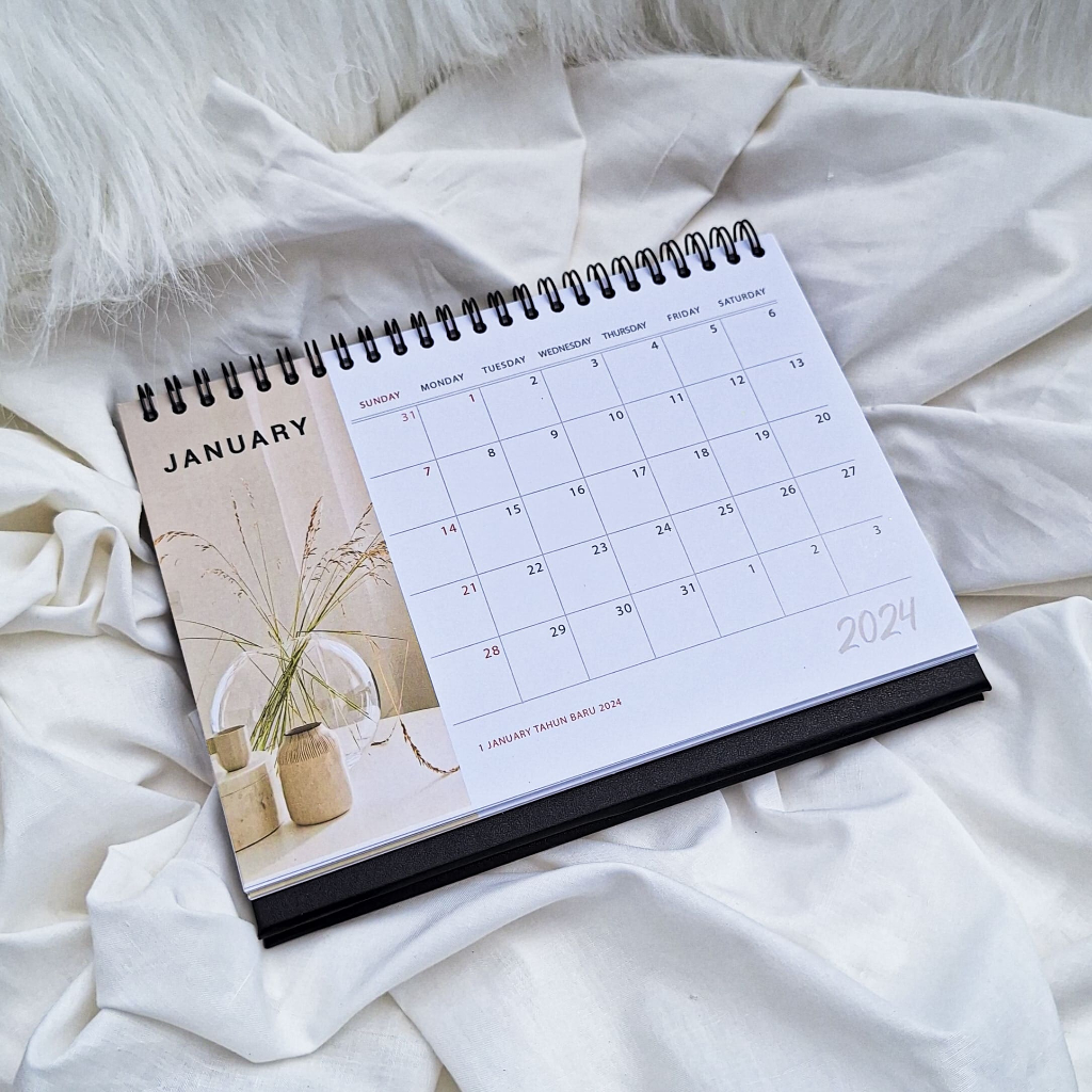 Jual Kalender Meja Modern Horizontal 02 2024 Aesthetic Premium Quality Spiral Shopee Indonesia 