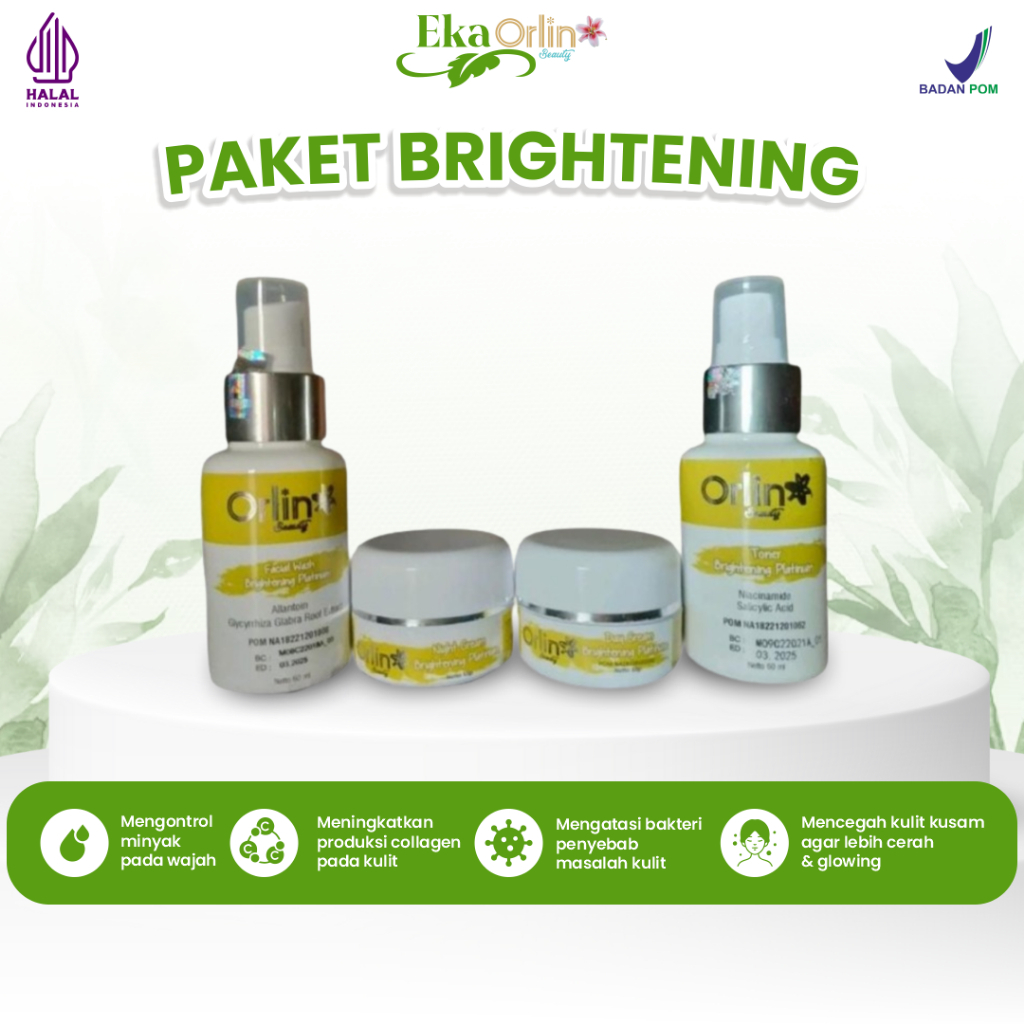 Jual Paket Skincare Brightening Orlin Beauty Mencerahkan Mengurangi ...