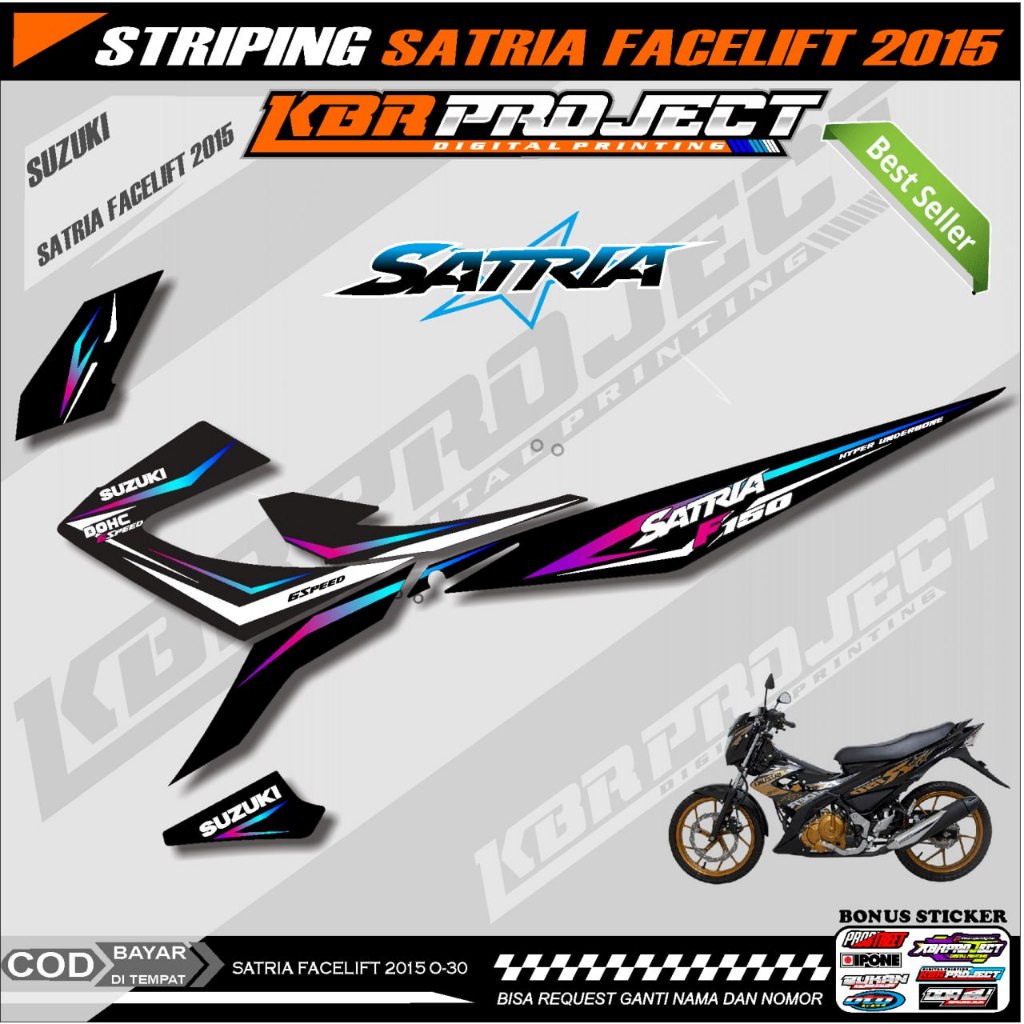 Jual SATRIA FACELIFT 2015 STIKER STRIPING PREMIUM KEREN VARIASI MOTOR ...