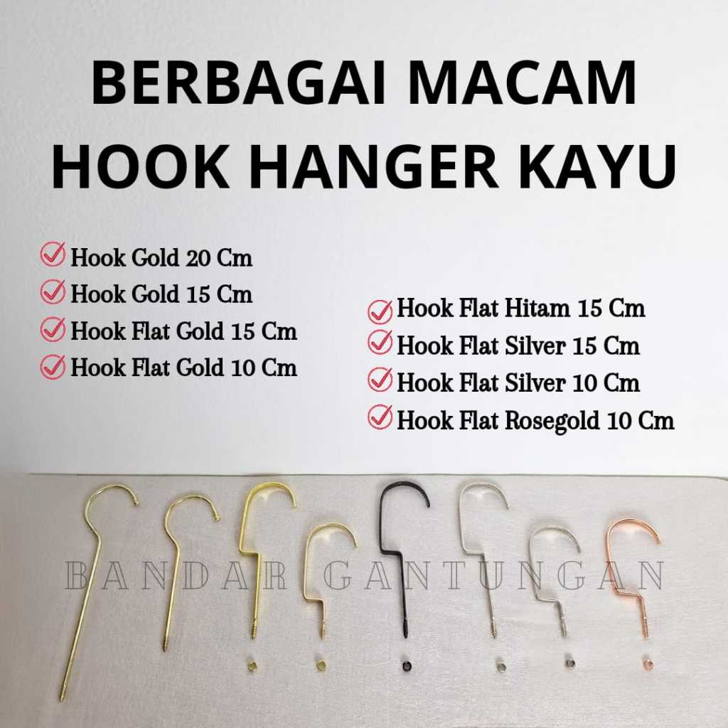 Jual Jual Cantelan Hanger Kayu Silver Emas Bulat Atau Gepeng Hook