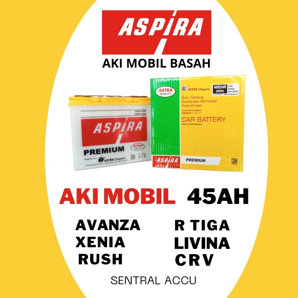 Jual Aki mobil toyota Rush,avanza astra aspira battery ns60 amper 45ah