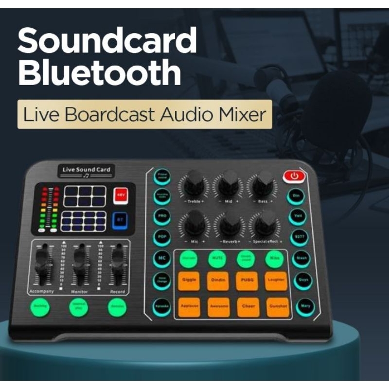 Jual Pro Soundcard External Live Broadcast Audio Mixer Bluetooth M6