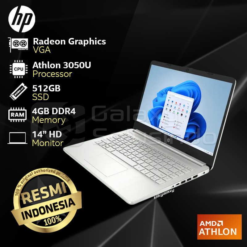 Jual Hp 14s Fq0562au Amd Athlon Silver 3050u 512gb Ssd 4gb Ram Silver Notebook Shopee 1892