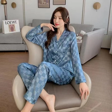 Stelan Piyama Baju Tidur Wanita Lengan Panjang Celana Panjang Satin Import PSLUX
