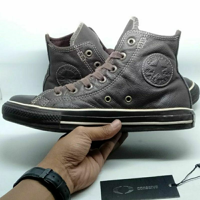 Jual Converse high leather brown size 39 insole 24 5 cm kulit