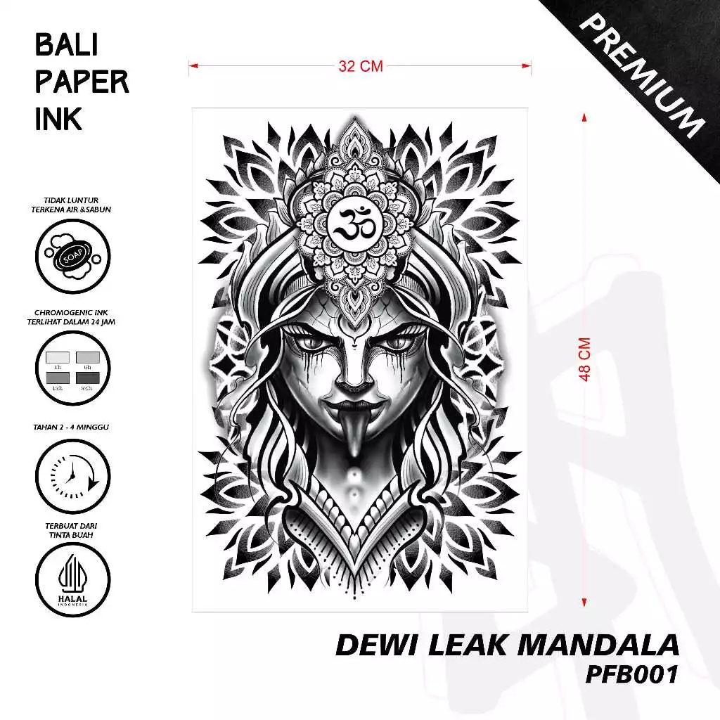 Tinta Sementara Premium Mandala Buah Dewi Leak Bali Paper PFB001 dan Tato Temporer