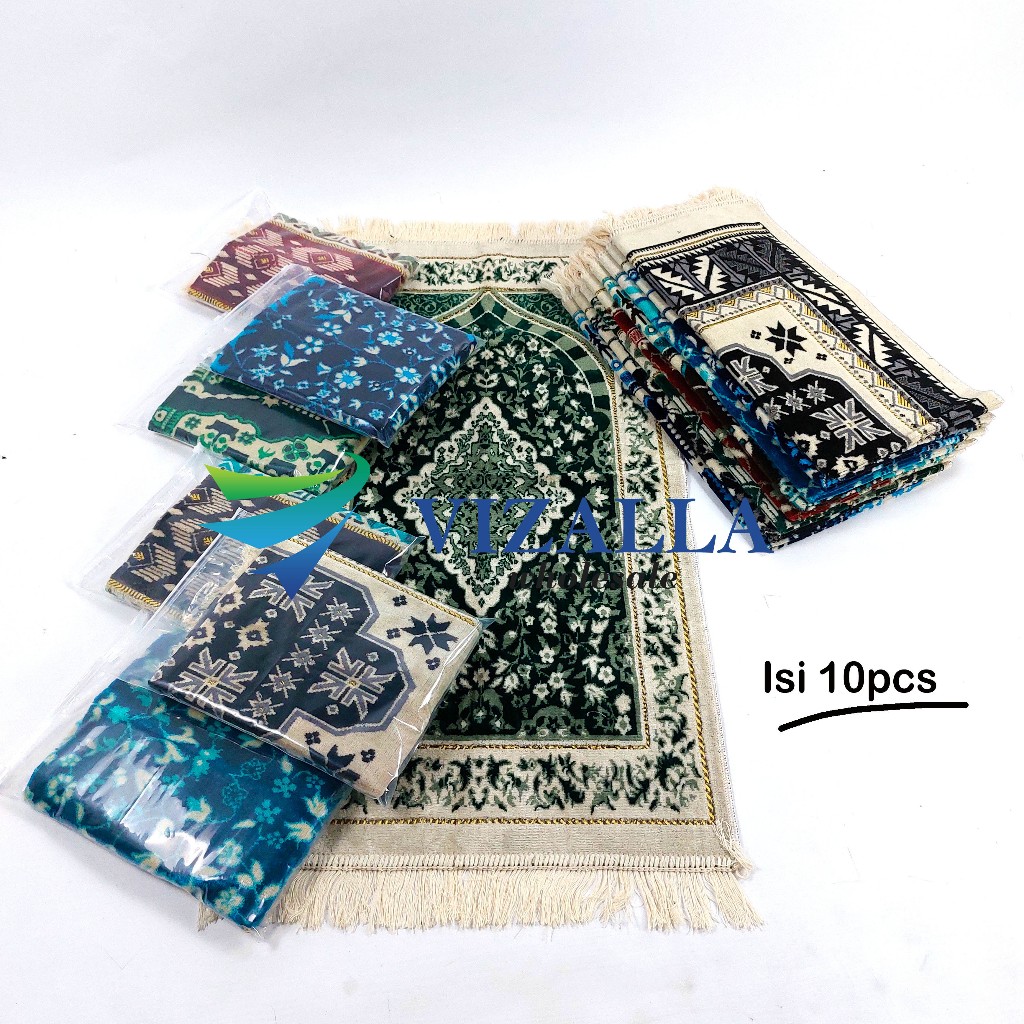 Isi 10pcs Sajadah Turki Midi Beludru Karpet 53x105cm/ Karishma/ Souvenir Haji Umroh Tahlilan Pernikahan