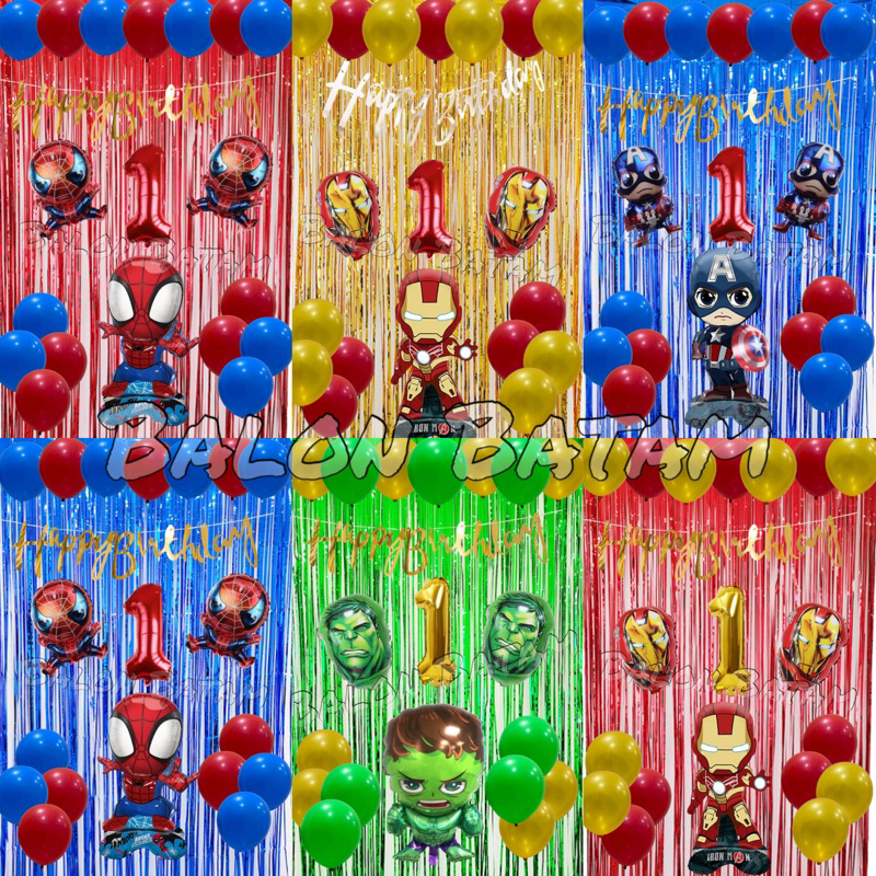 Paket Balon Hemat Marvel Ironman Spiderman Captain america Hulk