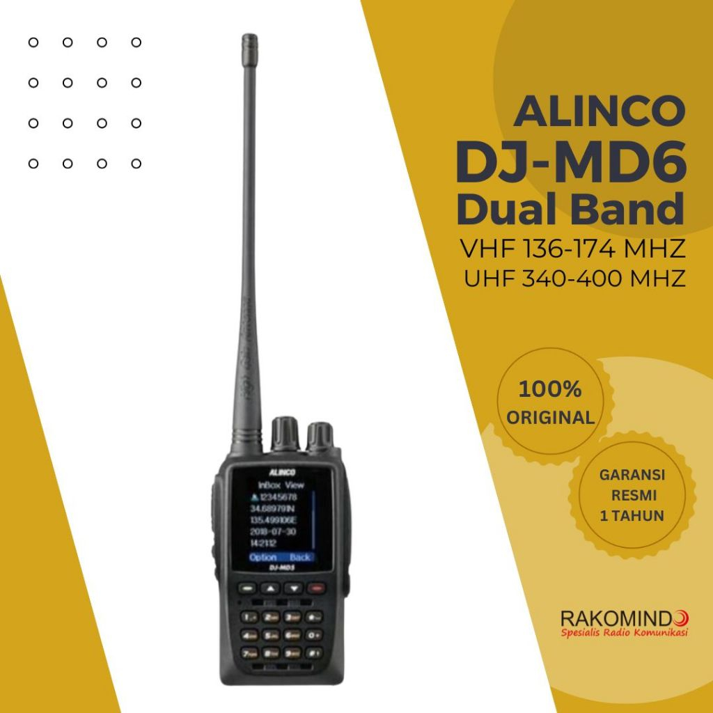 Jual HT Alinco DJ-MD6 Dual Band Handie Talkie VHF 136-174 MHz UHF 340 ...