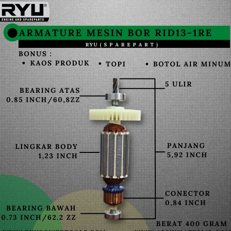 Jual Jual Armature RID13 1RE 13mm Original Ryu Terbaru Free Bearing ...