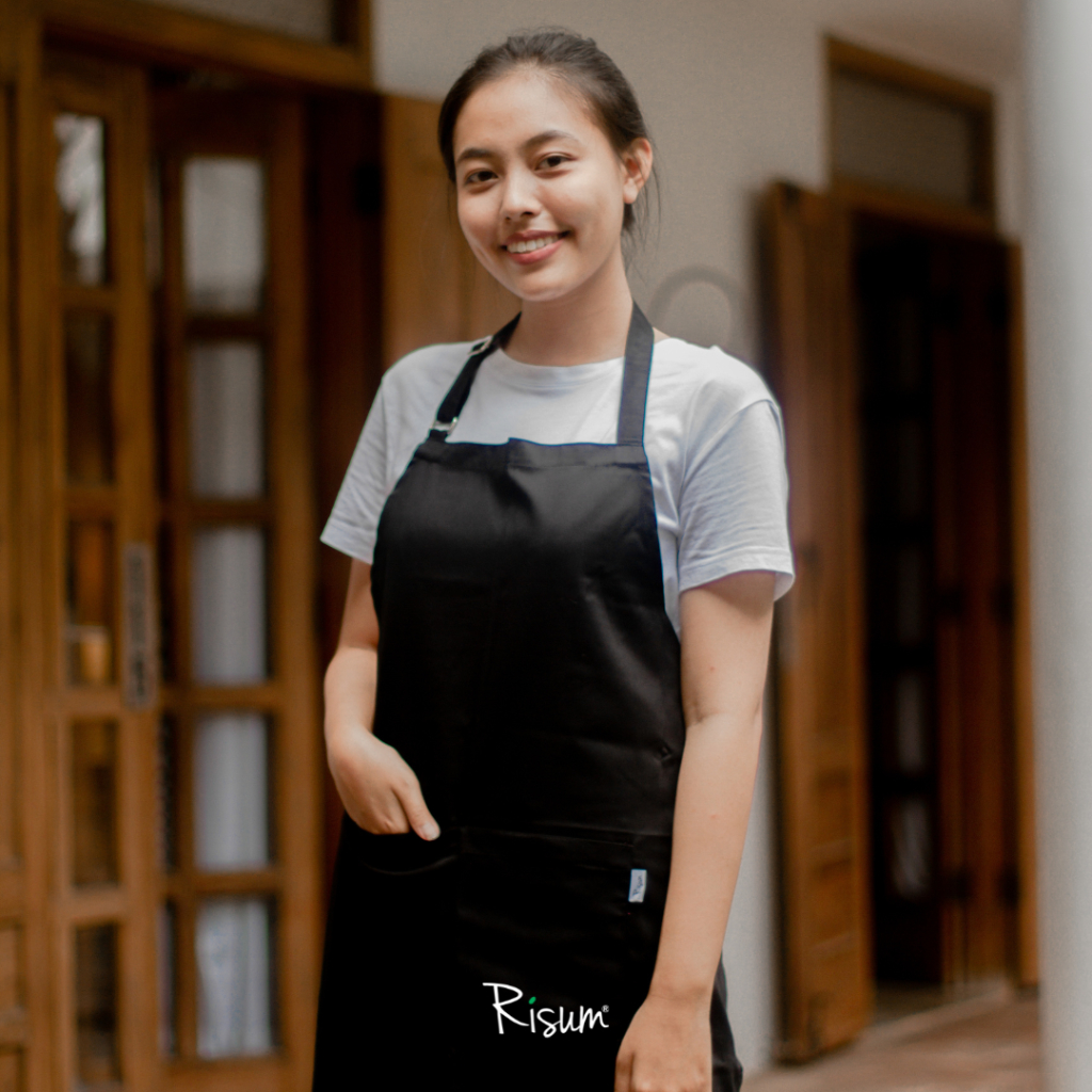 Jual Risum Apron Celemek Klasik Hitam Free Bordir Nama Shopee Indonesia