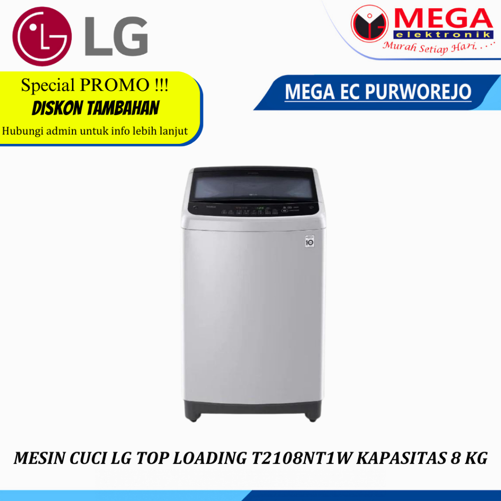 Jual MESIN CUCI LG TOP LOADING T2108NT1W KAPASITAS 8 KG | Shopee Indonesia