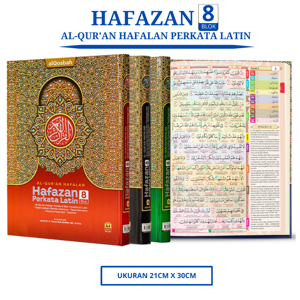 Jual Al Quran Hafalan Hafazan Perkata Latin 8 Blok Ukuran A4 Quran ...