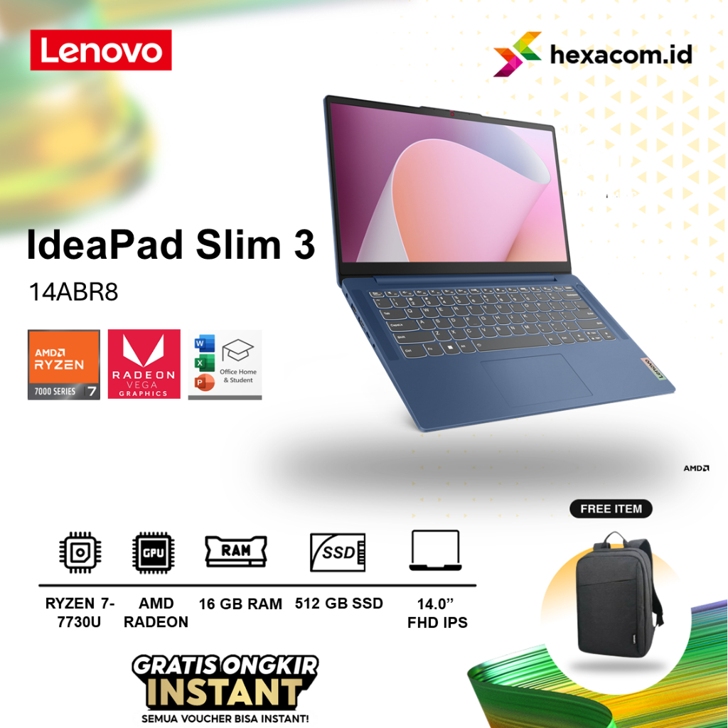 Jual Laptop Lenovo Ideapad Slim 3 14 Amd Ryzen 7 7730u 16gb Ssd 512gb 140 Fhd Ips Windows 11 8867