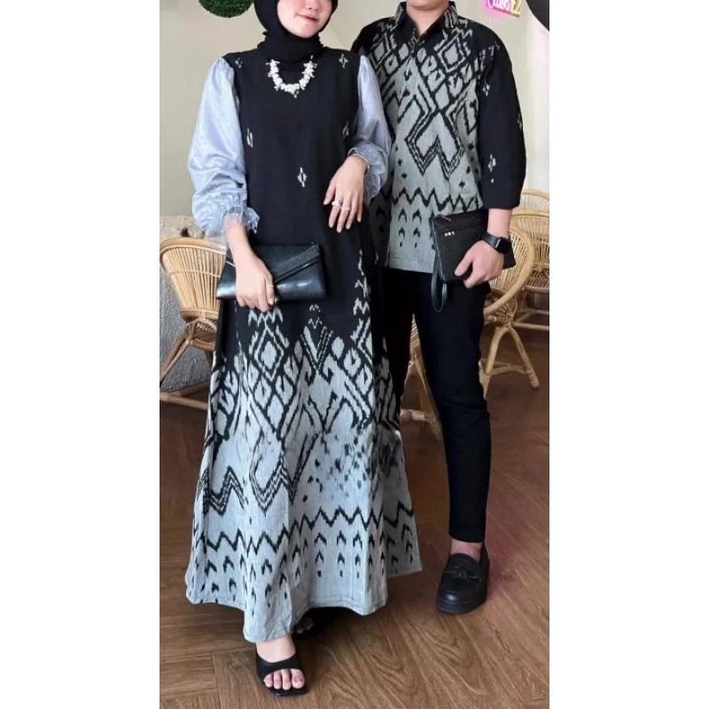 Jual Ready Stok Couple Tenun Baju Kondangan Prewedding Kemeja Rahayu