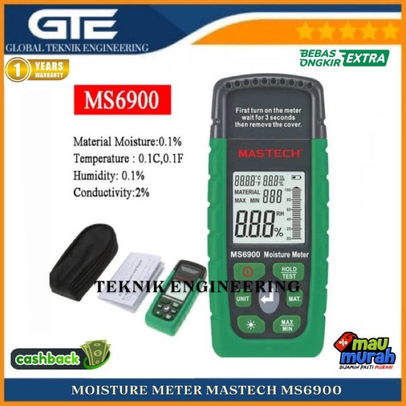 Jual Moisture Meter Mastech MS6900 Kayu Beton Semen MS 6900 MC Tester