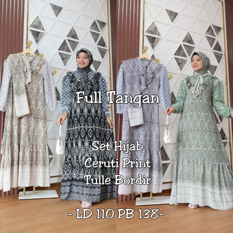 Jual SET GAMIS HIJAB VIRAL ETNIK CERUTY PRINT | Shopee Indonesia