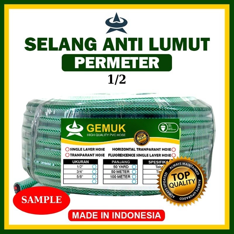 Jual GEMUK SAMPLE Selang Air 1/2 Inch Permeter Selang Benang Anti Lumut ...