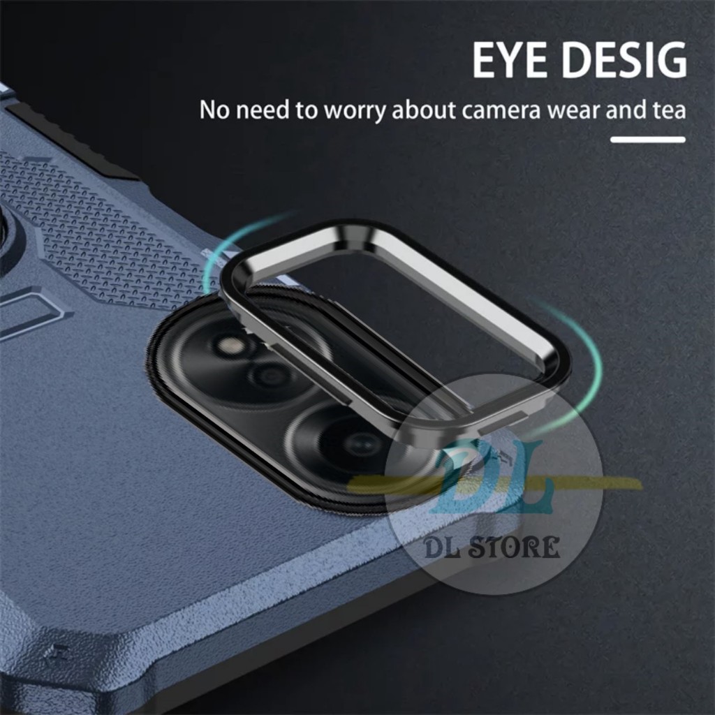 HONLEN Custodia Adatta per OPPO A18 / OPPO A38 (6.56 Inches), Cover per PC Armor Anello kickstand con Base Magnetica - Blu