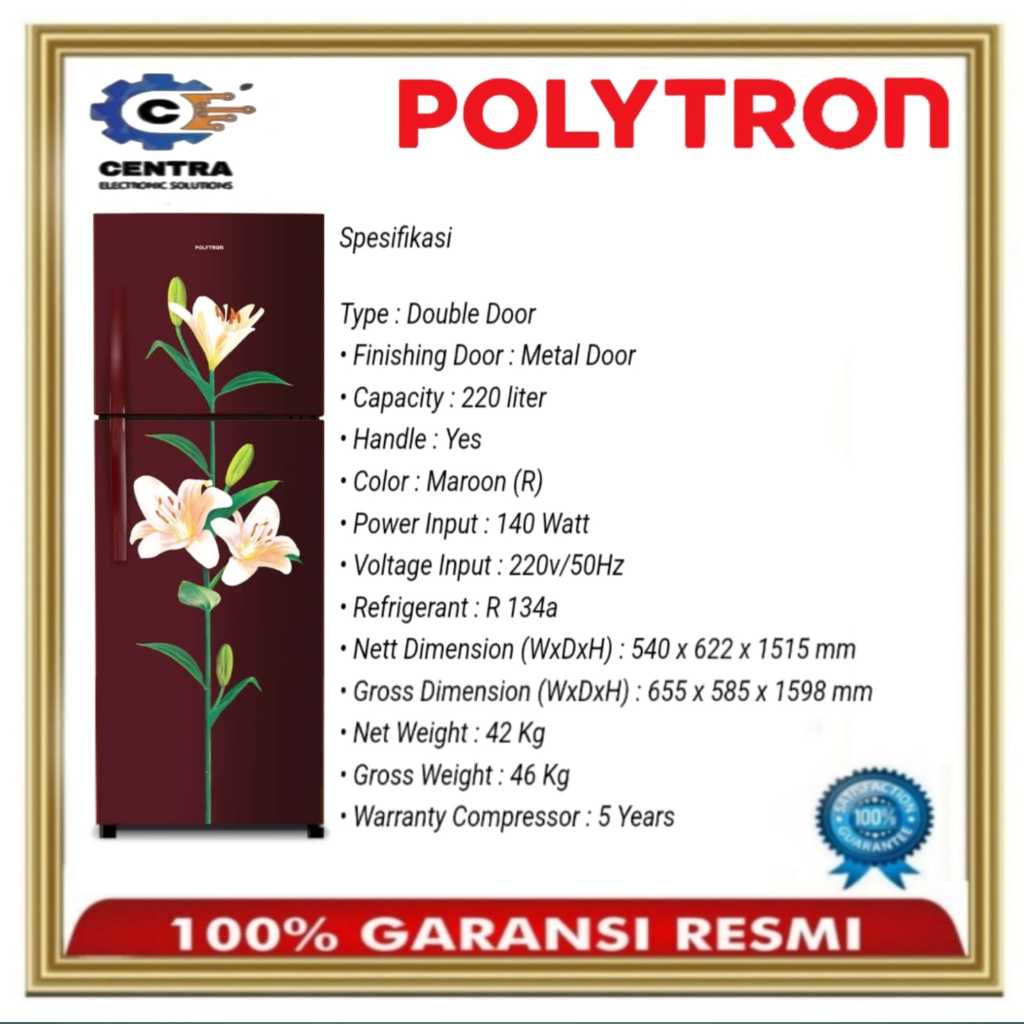 Jual KULKAS POLYTRON PRB 237 / PRB237 POLYTRON KULKAS 2 PINTU NEW ...