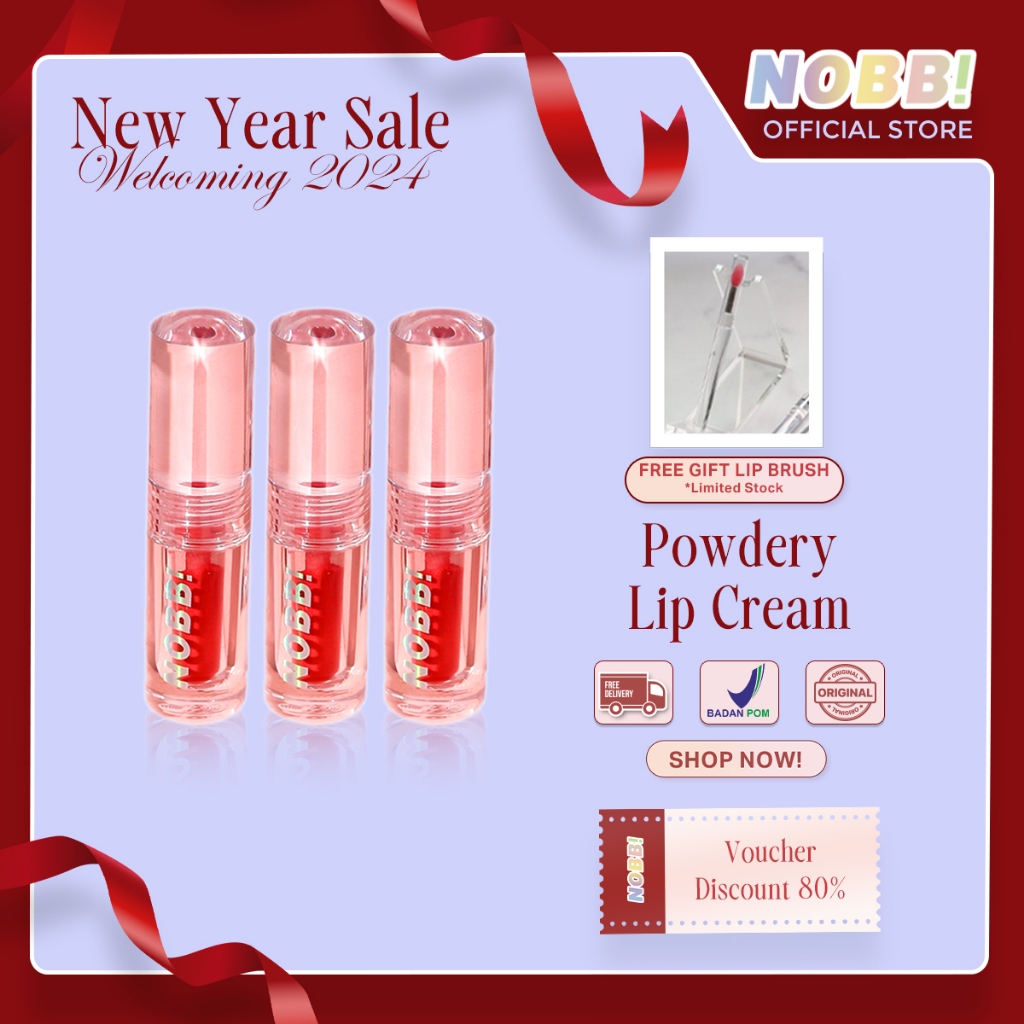 Jual Nobb New Powdery Lip Cream Matte Smudge Proof 3pcs Lip Cream Shopee Indonesia