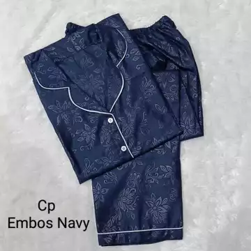 BJ PIYAMA CP SATIN EMBOS WANITA Baju Tidur Wanita Dewasa Lengan Pendek