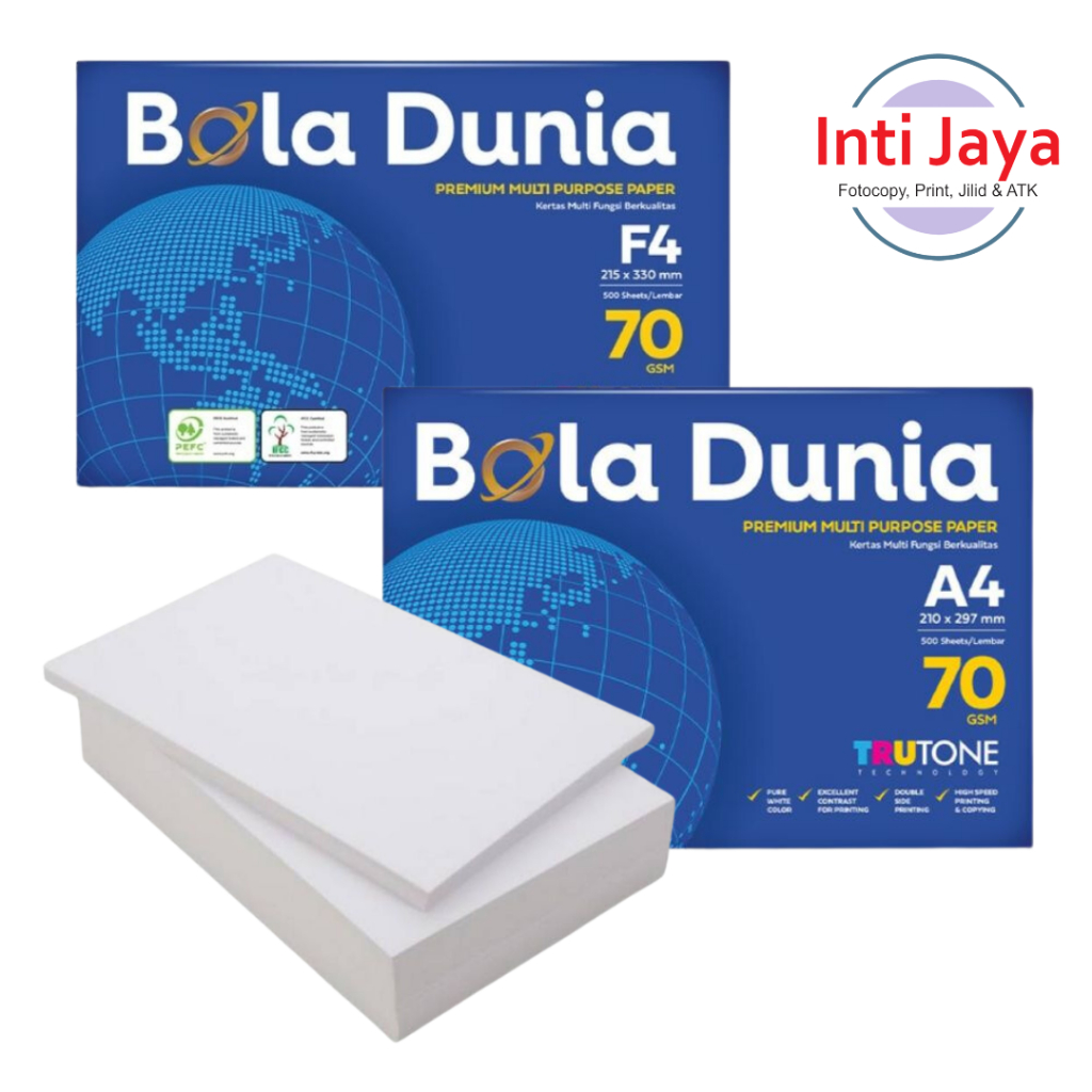 Jual Kertas HVS 70 Gsm Bola Dunia A4 F4 1 Rim Box Shopee Indonesia