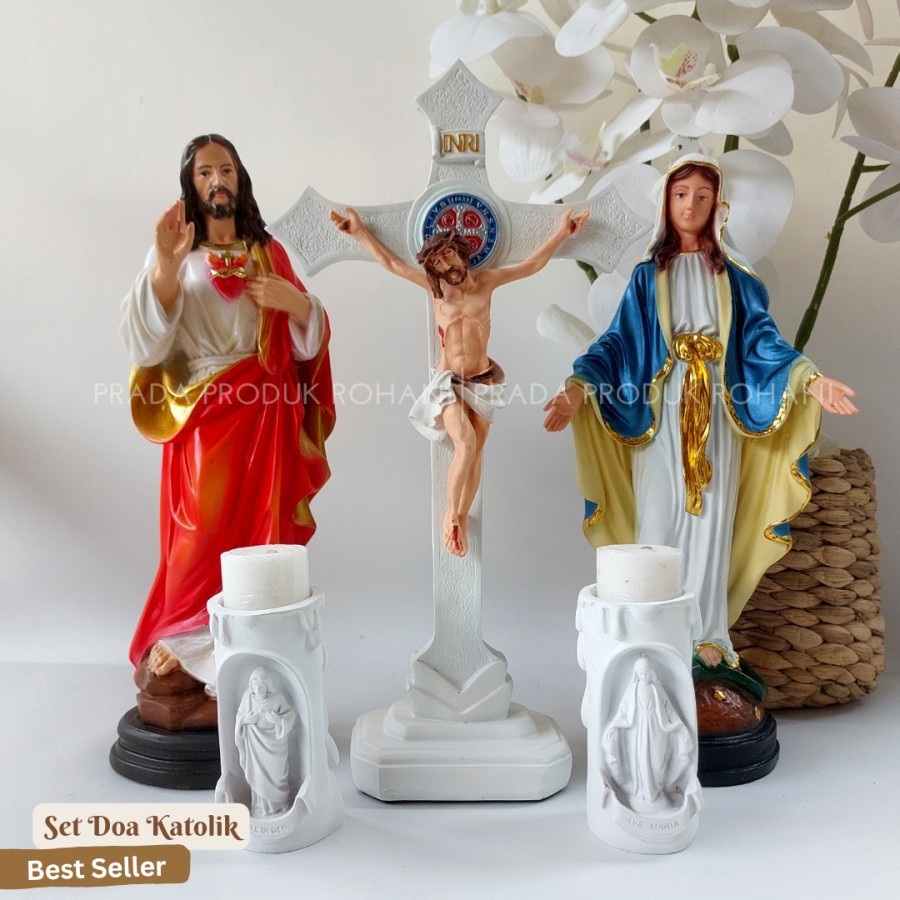 Jual Patung Yesus Hati Kudus Maria Tangan Terbuka Salib St Benediktus Set Misa Shopee Indonesia